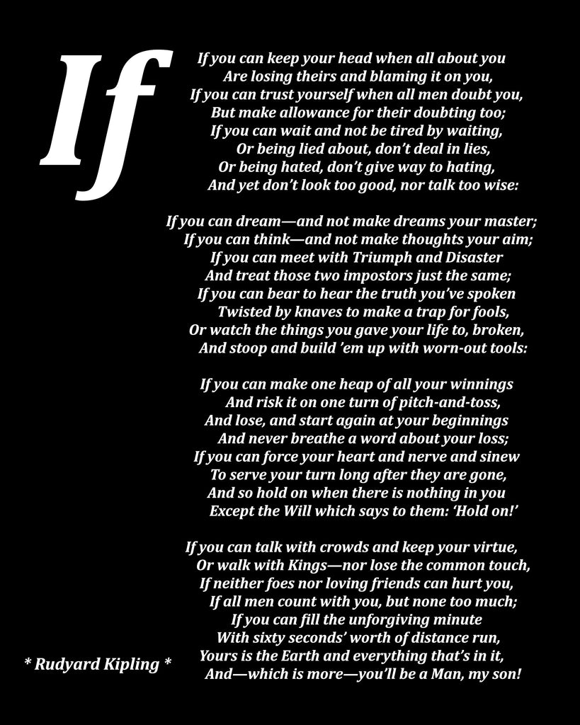 If Poem by Rudyard Kipling, Typography Print