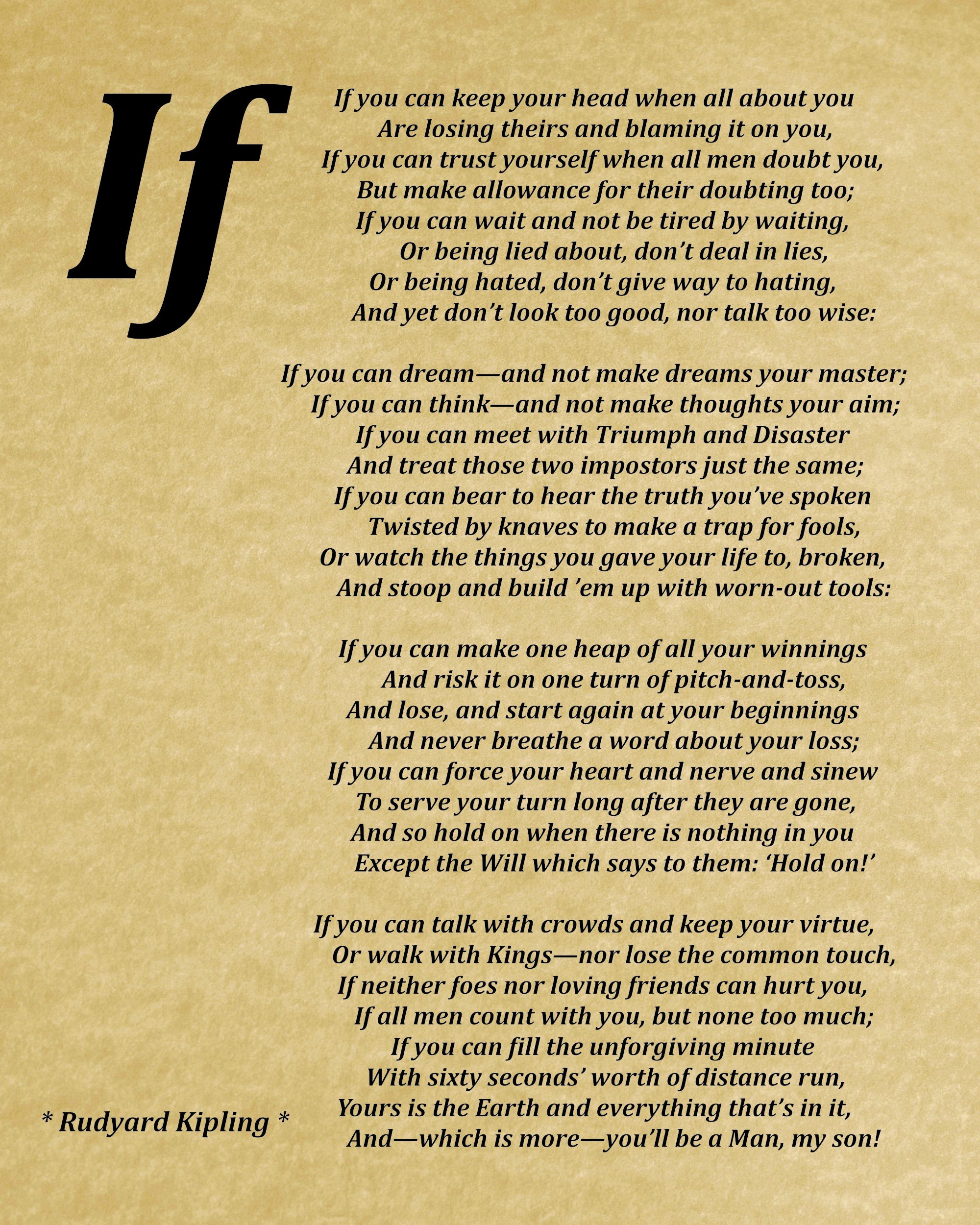If Poem by Rudyard Kipling, Typography Print – GalleryThane
