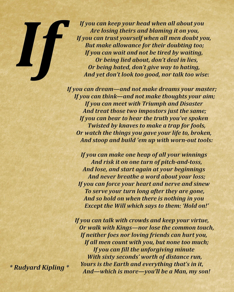 If Poem by Rudyard Kipling, Typography Print