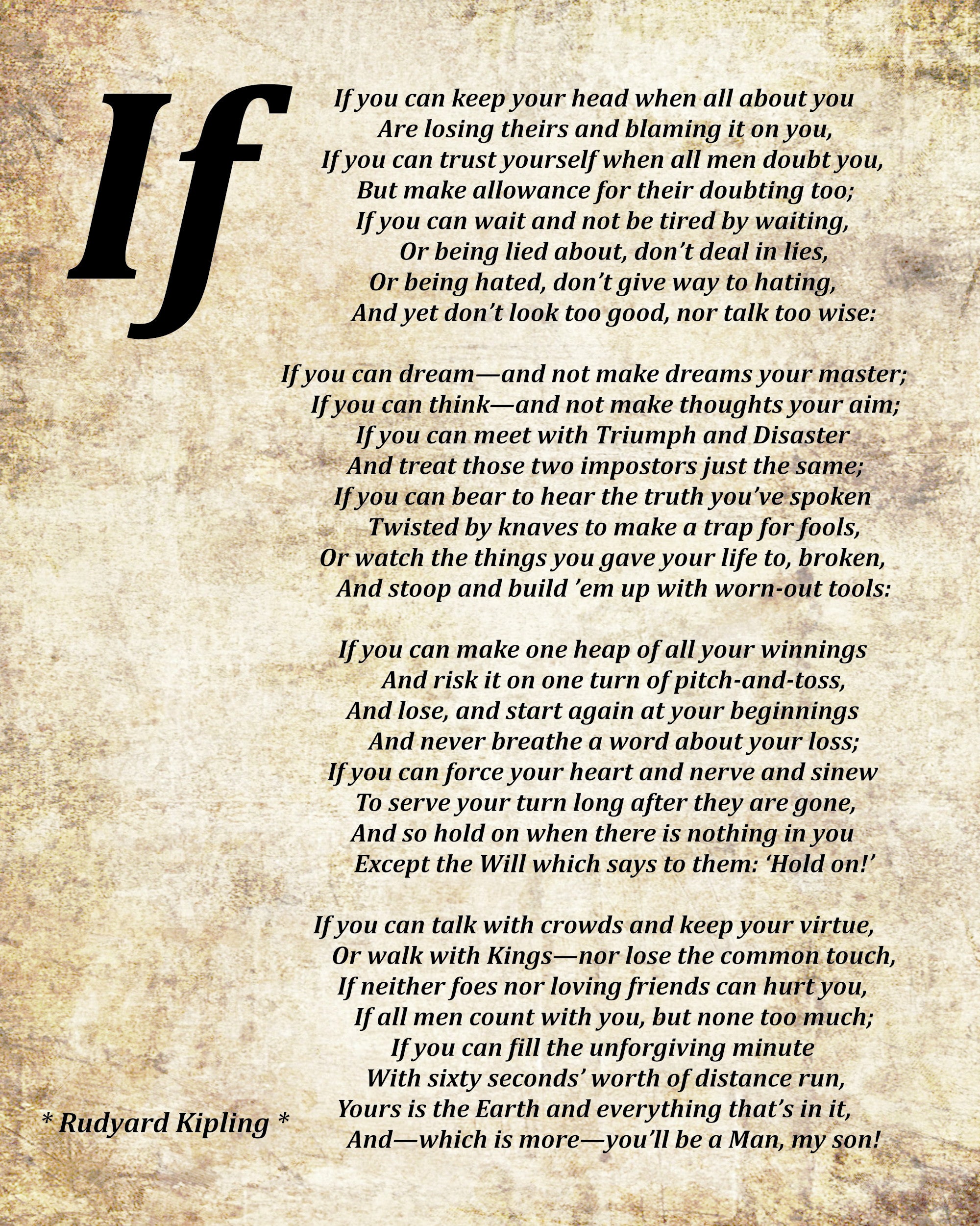 If Poem by Rudyard Kipling, Typography Print – GalleryThane