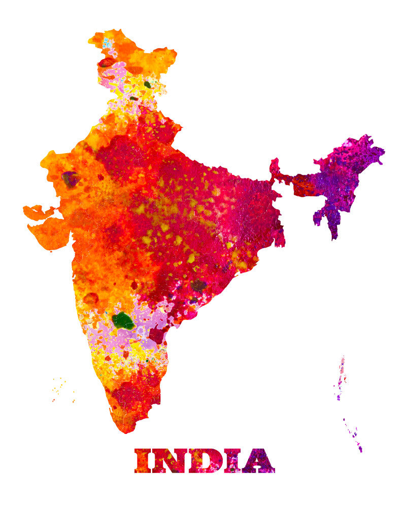 India Map Print Outline Wall Map of India