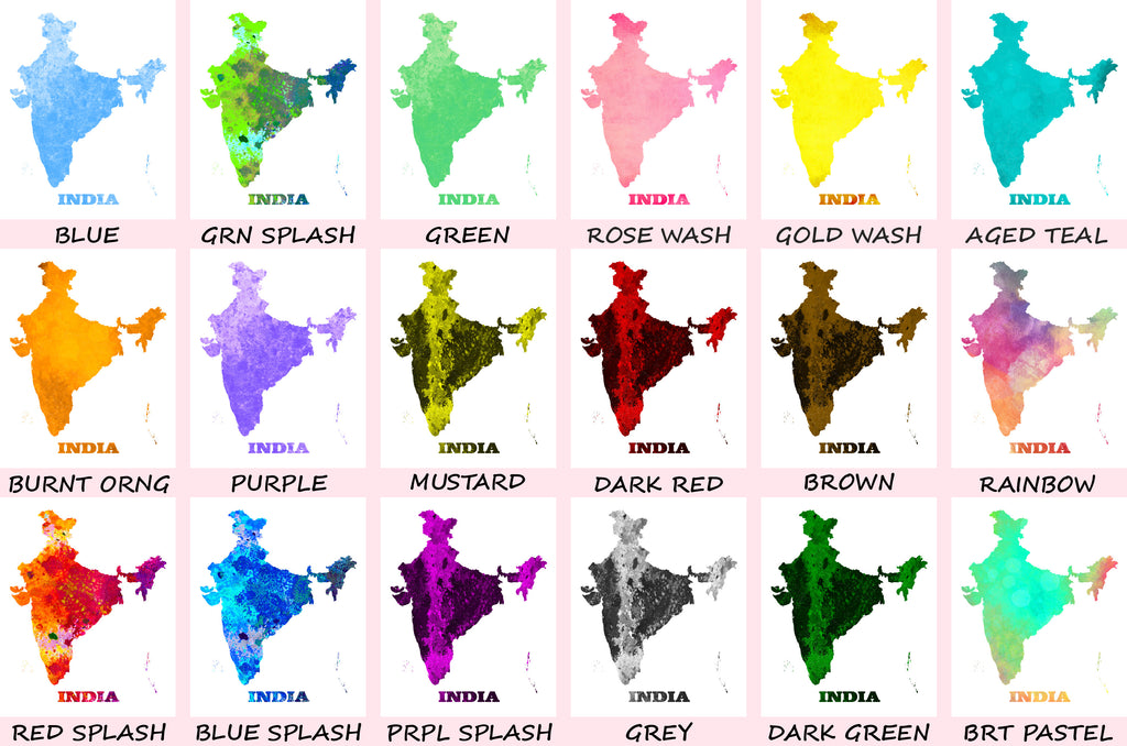 India Map Print Outline Wall Map of India