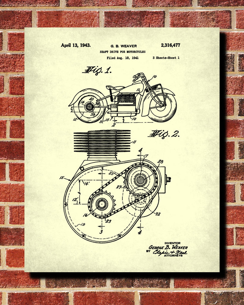 Indian Motorcycle Patent Print Biking Blueprint Motorbike Poster - OnTrendAndFab