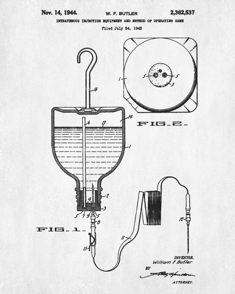 Medical Patent Print IV Drip Bag Blueprint Nursing poster