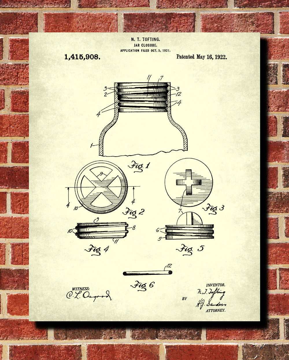 Jar Patent Print Cafe Blueprint Kitchen Poster - OnTrendAndFab