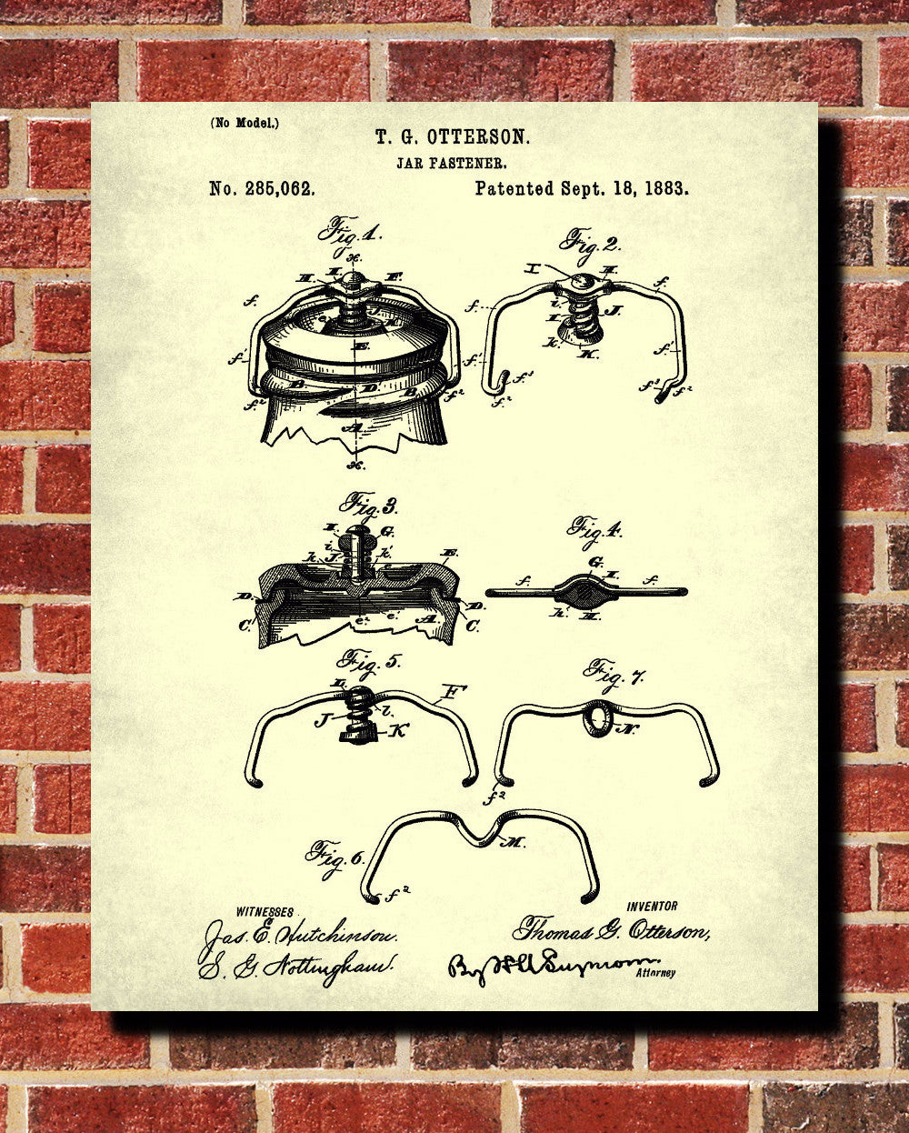 Jar Fastener Patent Print Cafe Blueprint Kitchen Poster - OnTrendAndFab
