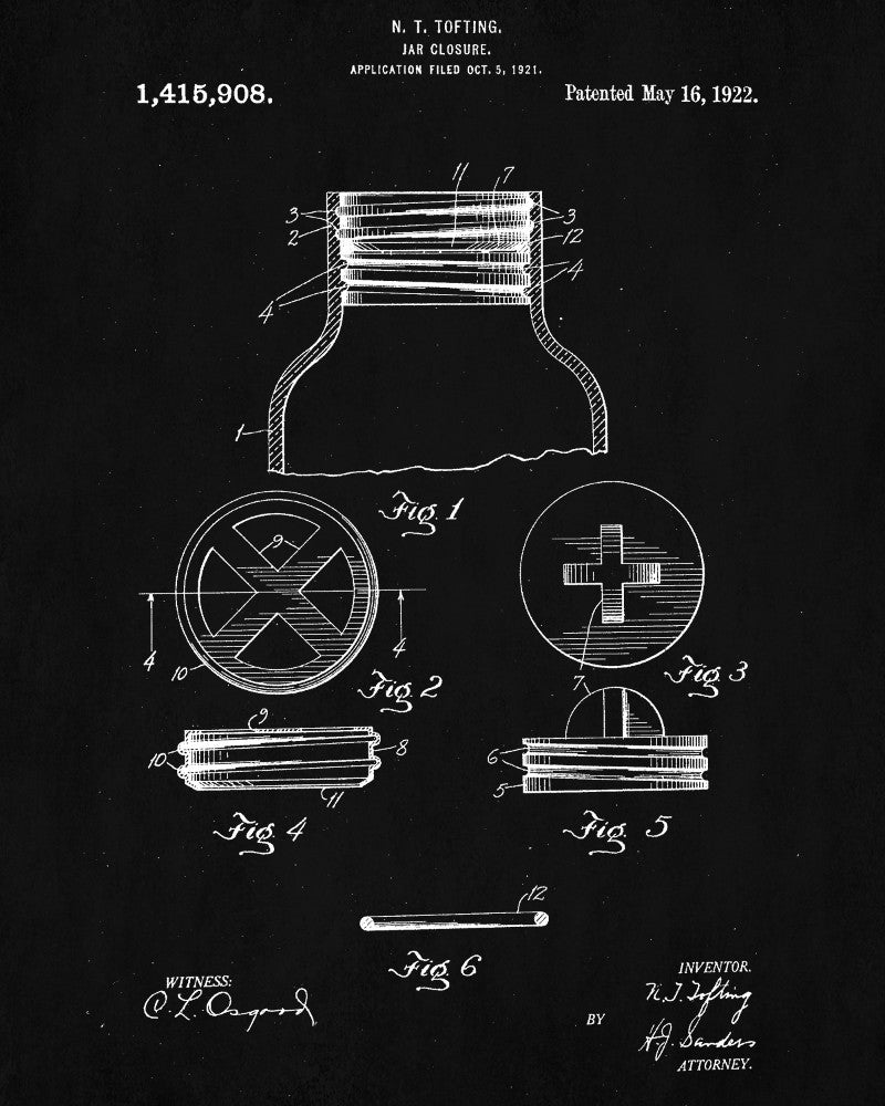 Jar Patent Print Cafe Blueprint Kitchen Poster - OnTrendAndFab