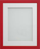 red painted picture frame with white mount