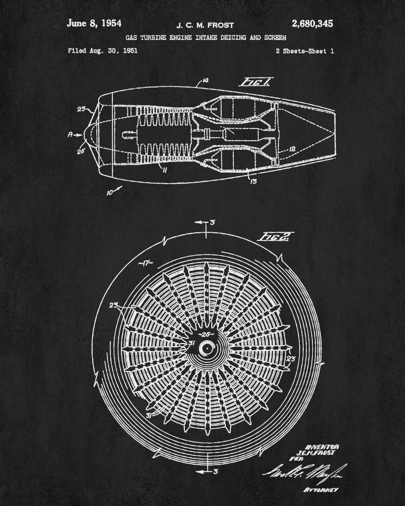 Plane Engine Print Jet Engine Blueprint Aircraft Patent Print Airplane Poster – GalleryThane