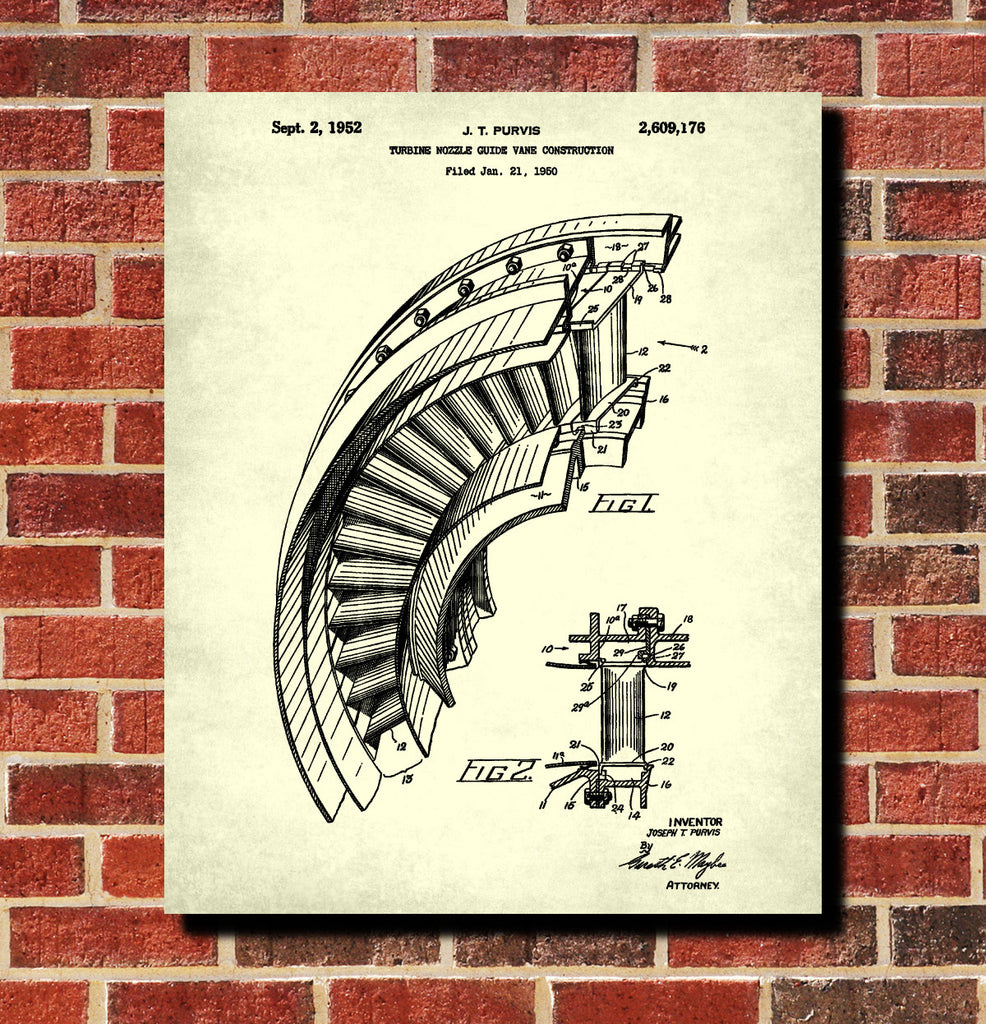 Aircraft Engine Blueprint Aircraft Patent Print Airplane Poster