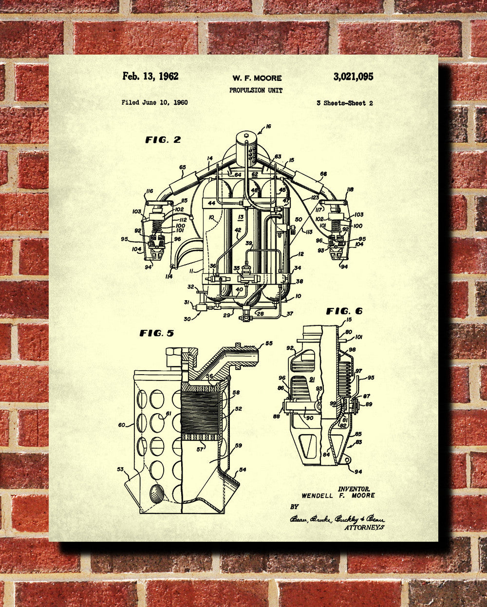 Jetpack Blueprint Jet Pack Patent Print Flying Wall Art Poster - OnTrendAndFab