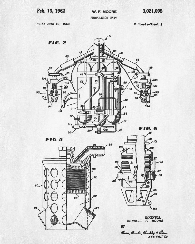 Jetpack Blueprint Jet Pack Patent Print Flying Wall Art Poster - OnTrendAndFab