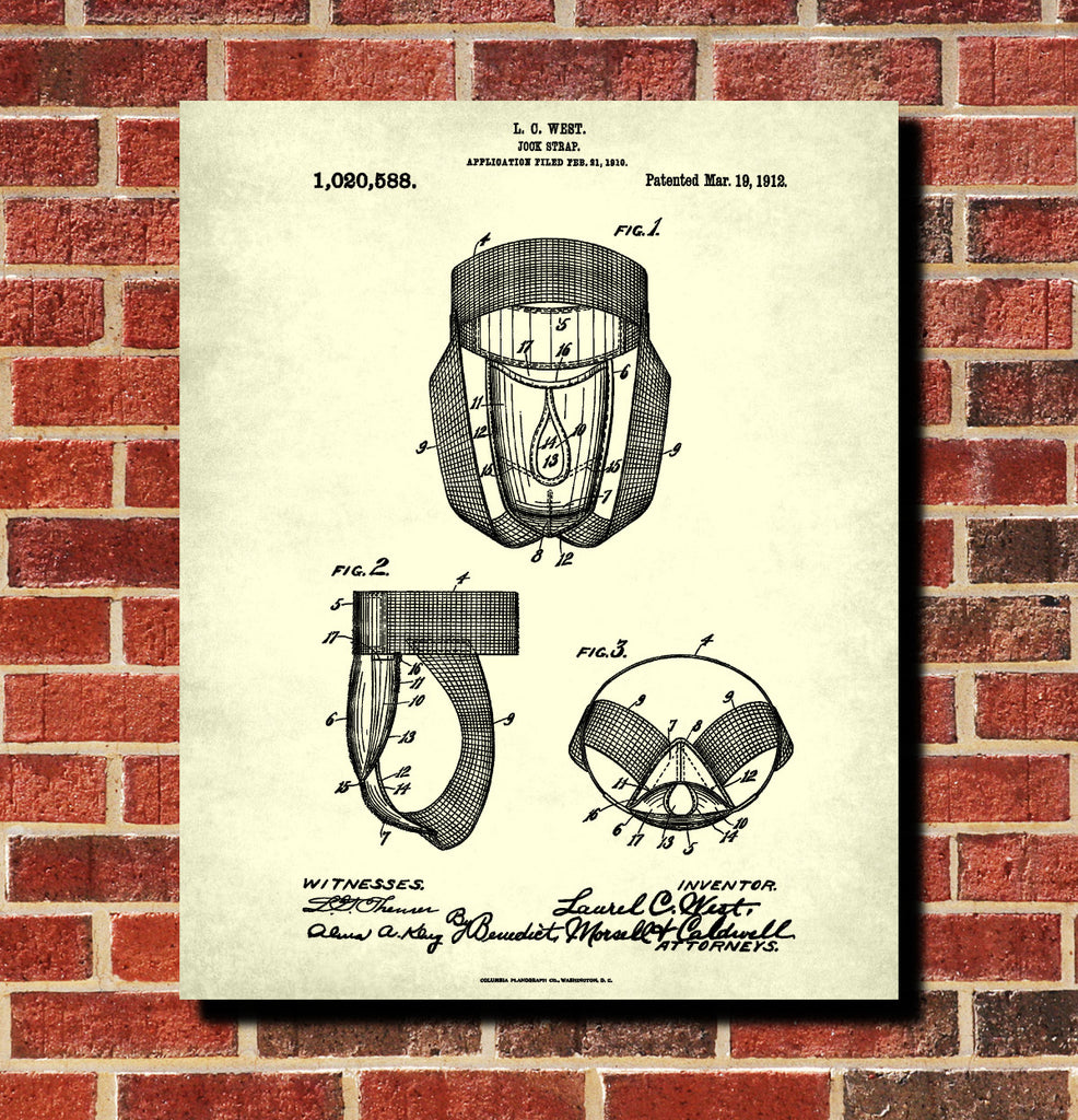 Jock Strap Patent Print Man Cave Poster Sport Blueprint