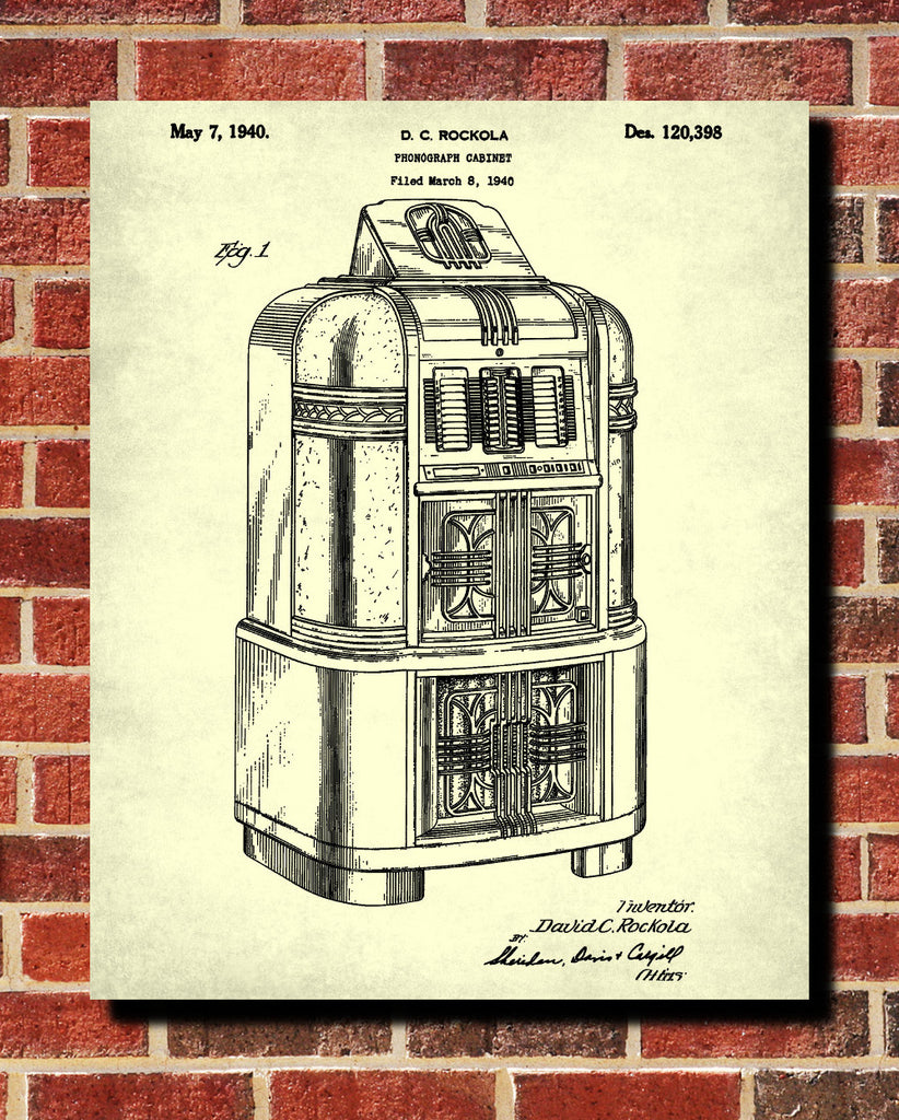 Jukebox Patent Print Music Blueprint Man Cave Poster - OnTrendAndFab
