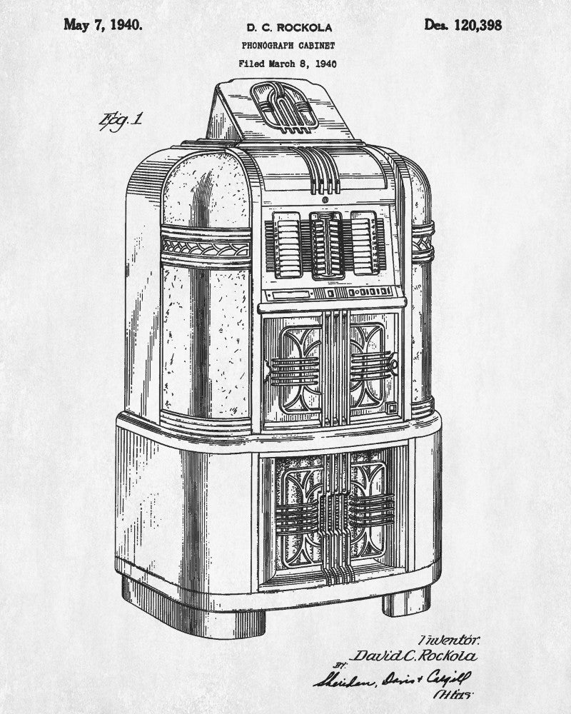 Jukebox Patent Print Music Blueprint Man Cave Poster - OnTrendAndFab