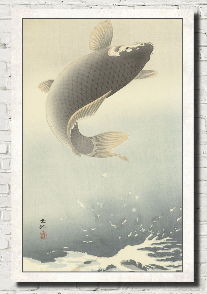 Ohara Koson Japanese Fine Art Print, Jumping Carp