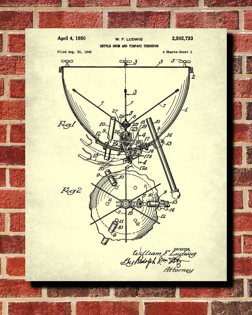 Kettledrum Patent Print Orchestra Musical Instrument Wall Art Poster