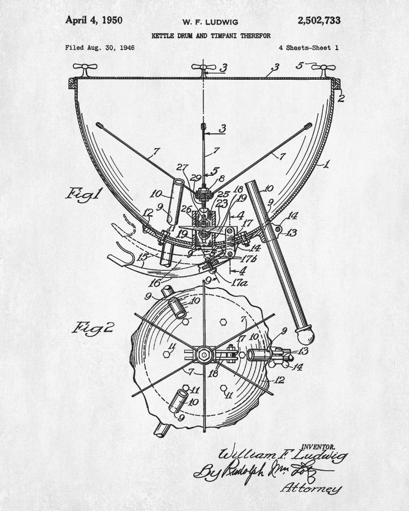 Kettledrum Patent Print Orchestra Musical Instrument Wall Art Poster