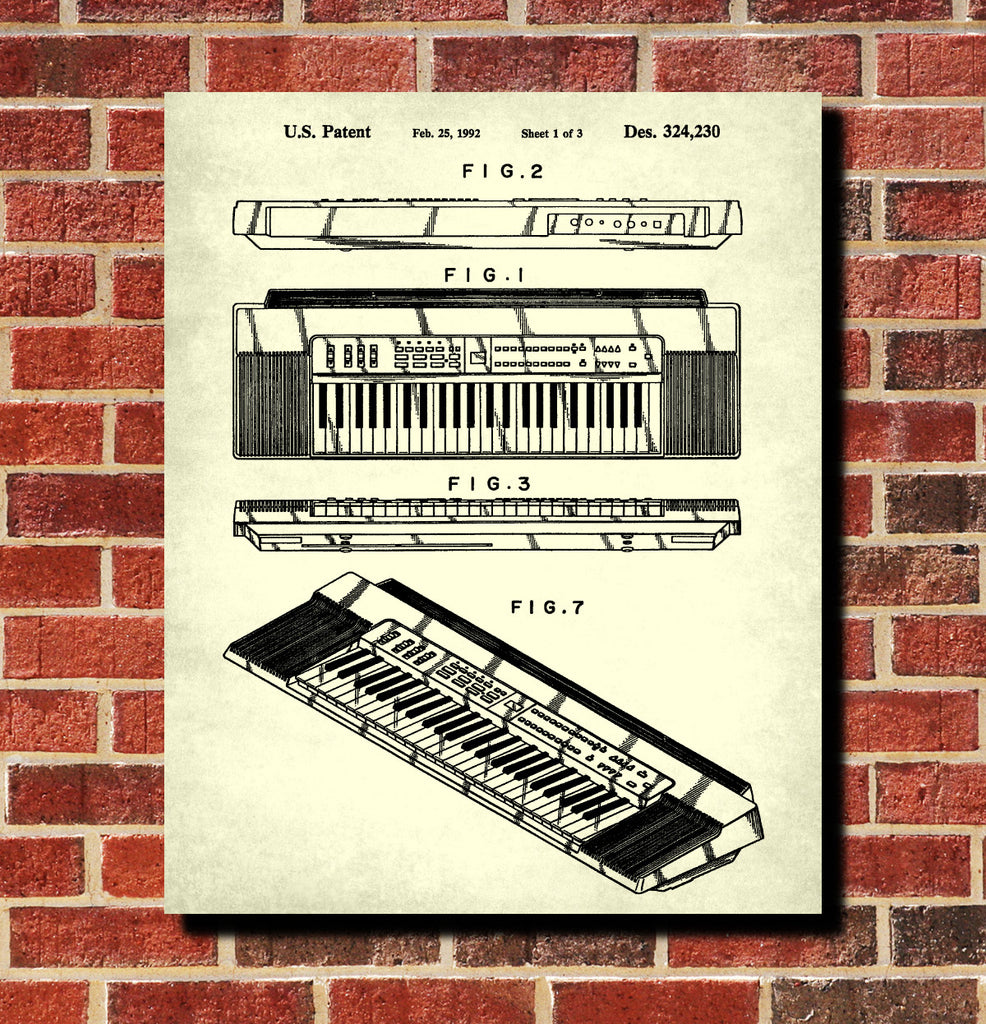Keyboard Patent Print Music Wall Art Musician Poster