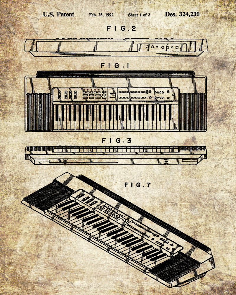 Keyboard Patent Print Music Wall Art Musician Poster