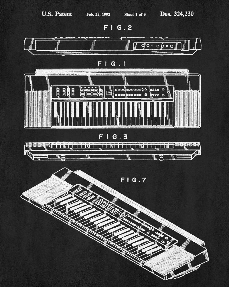 Keyboard Patent Print Music Wall Art Musician Poster