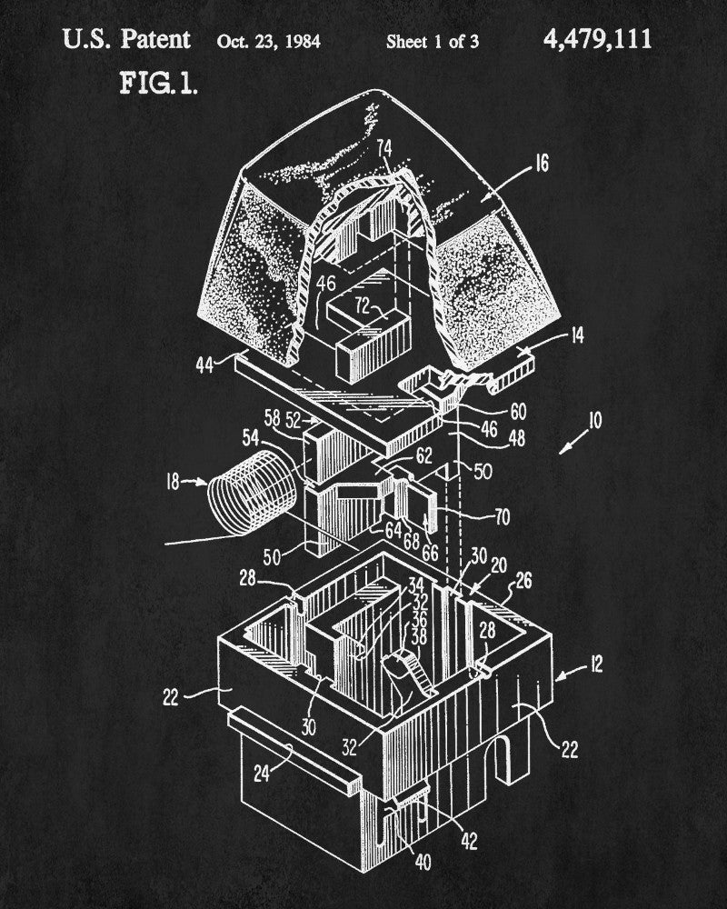 Keyboard Key Patent Print Computer Blueprint Technology Poster - OnTrendAndFab