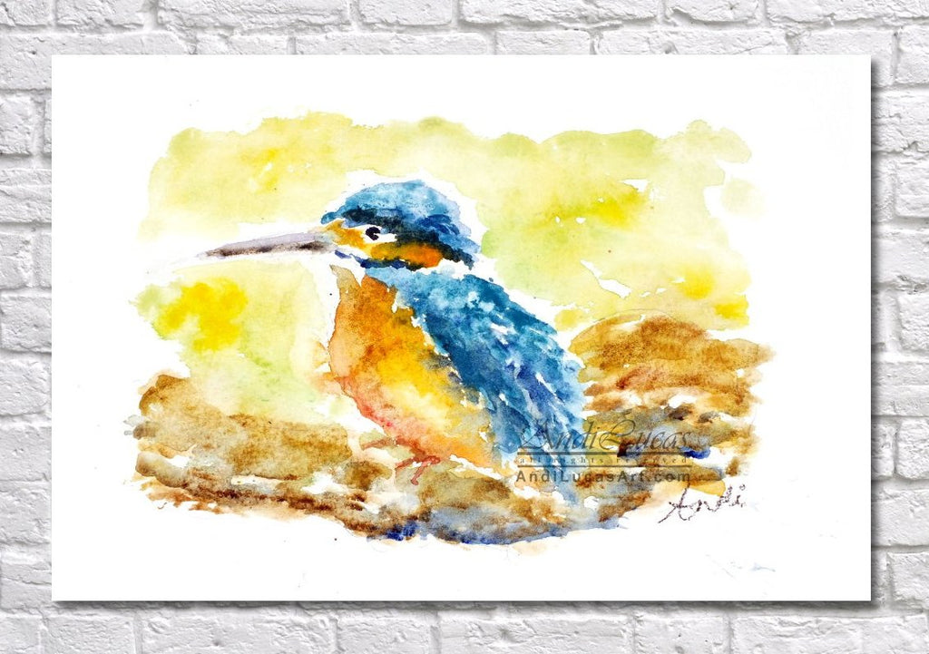 Kingfisher Watercolour Print, Andi Lucas Wildlife Art