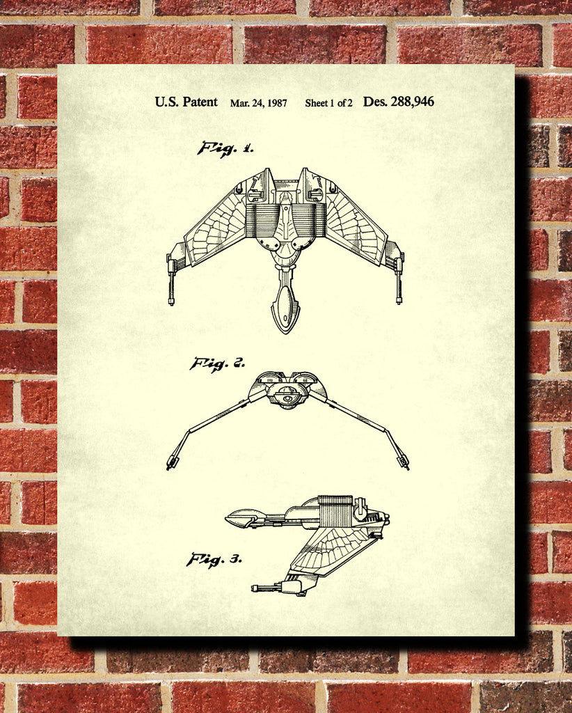 Klingon Patent Print Star Trek Blueprint Spaceship Poster - OnTrendAndFab