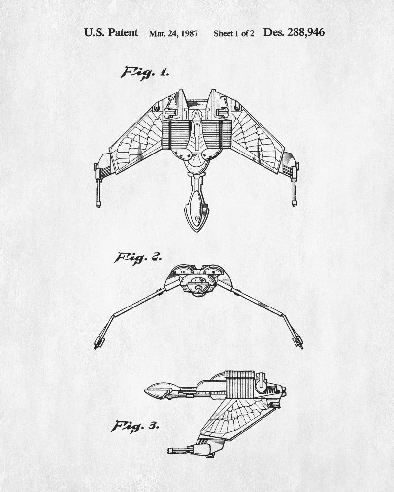 Klingon Patent Print Star Trek Blueprint Spaceship Poster - OnTrendAndFab