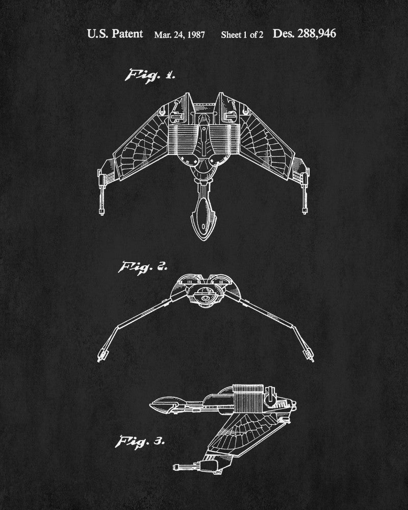 Klingon Patent Print Star Trek Blueprint Spaceship Poster - OnTrendAndFab