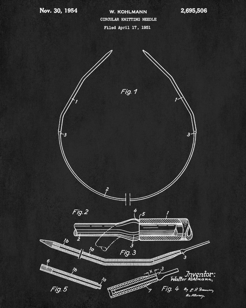 Knitting Needle Patent Print Craft Blueprint Sewing Room Poster - OnTrendAndFab