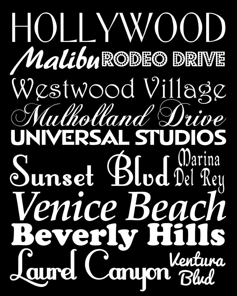 Los Angeles Neighbourhood Print Typography Scroll
