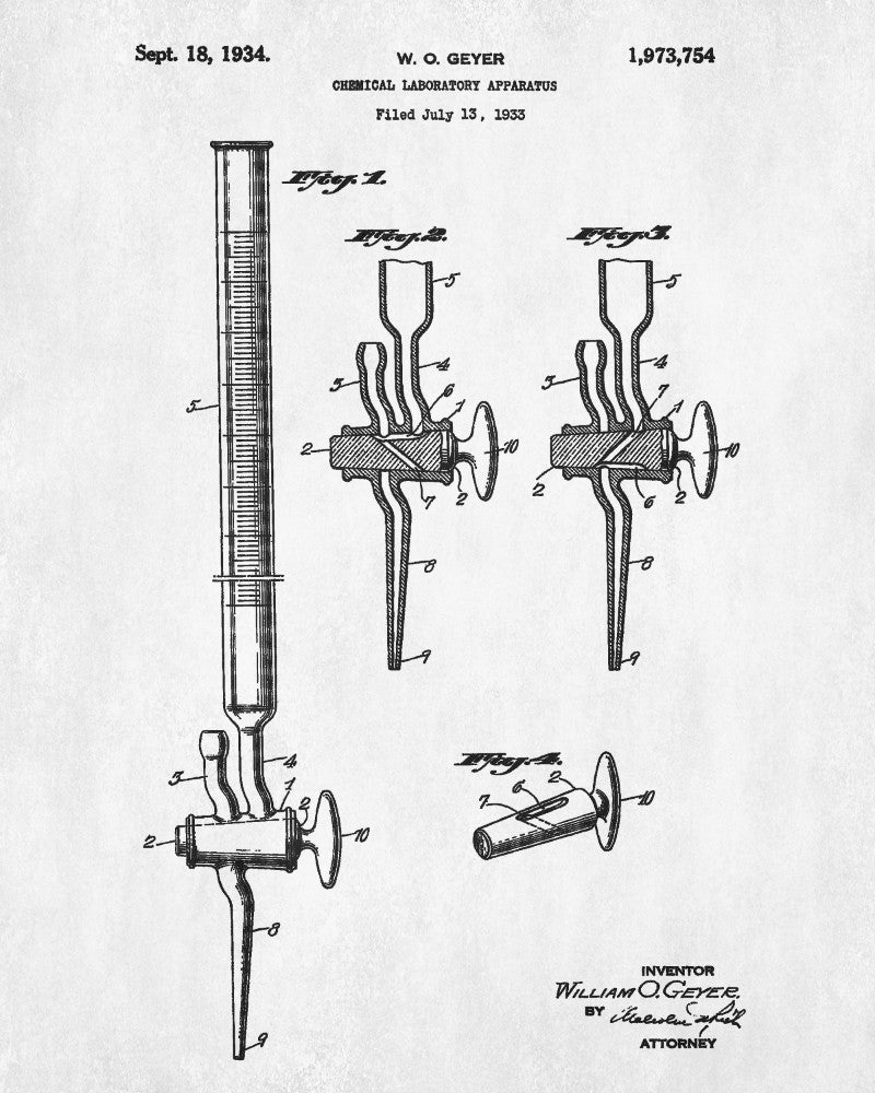 Science Poster, Laboratory Equipment Patent Print, Chemistry