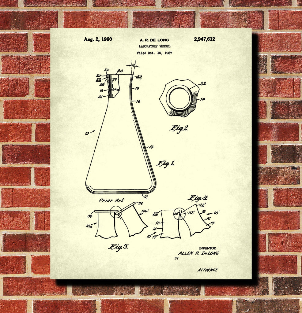 Laboratory Equipment Patent, Chemistry Print, Science Poster