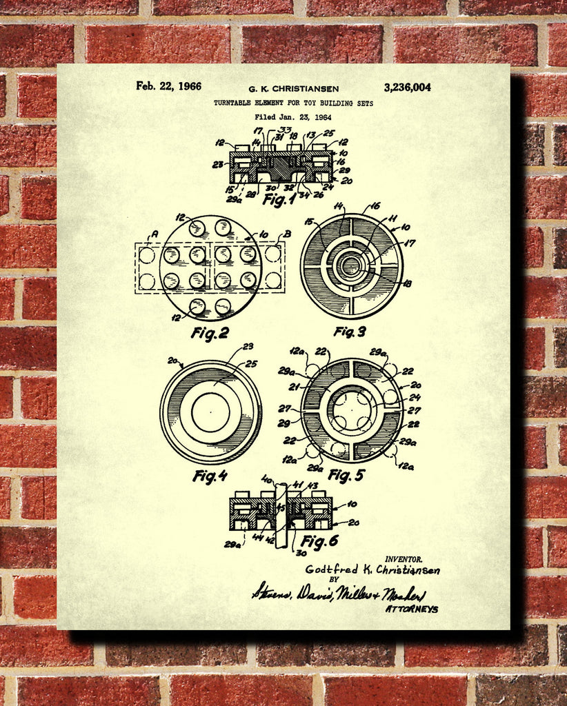 Lego Patent Print  Toy Room Poster Building Block Blueprint - OnTrendAndFab