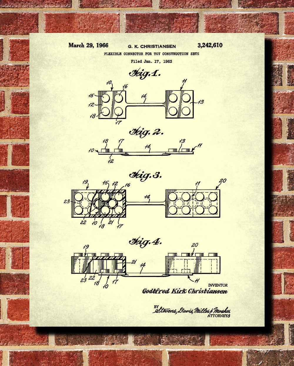 Lego Patent Print Toy Room Posters Building Block Blueprint - OnTrendAndFab