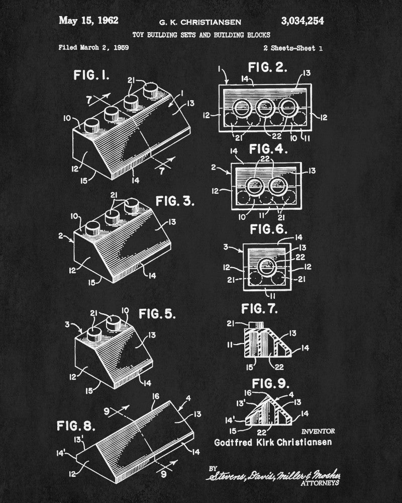 Lego Patent Print Toy Room Blueprint Building Block Poster - OnTrendAndFab