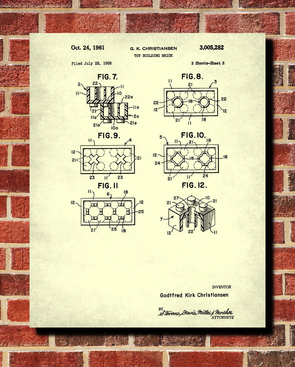 Lego Patent Print Toy Room Blueprint Building Brick Poster - OnTrendAndFab