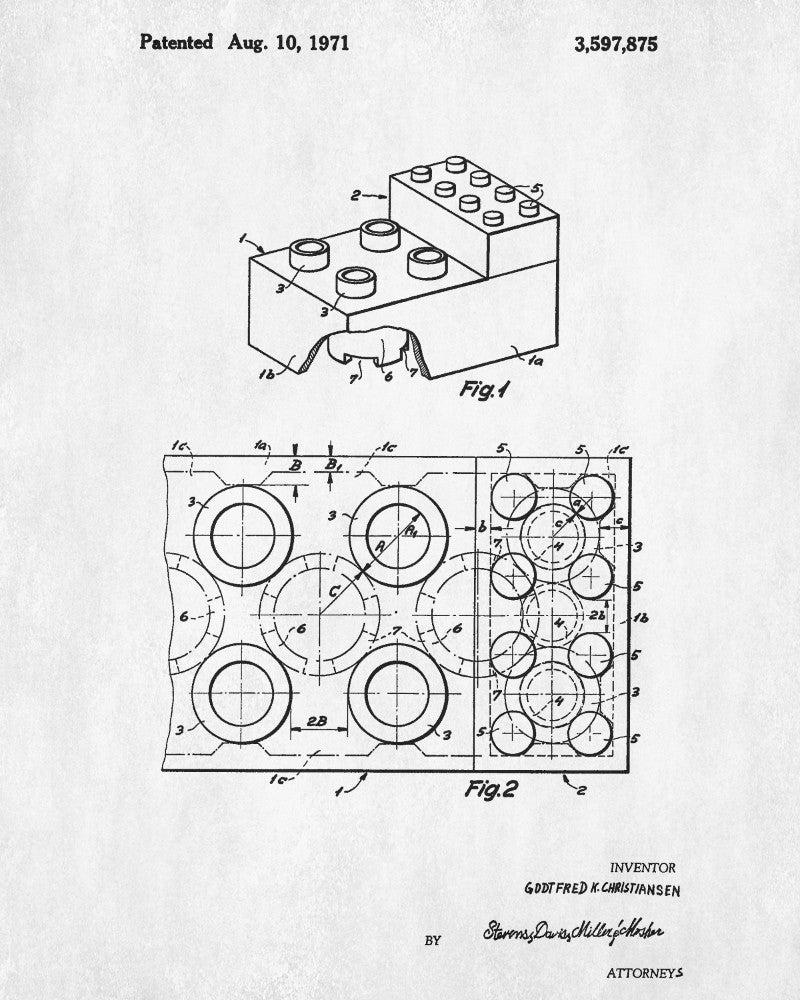 Lego Brick Patent Print Play Room Poster Building Blocks Poster