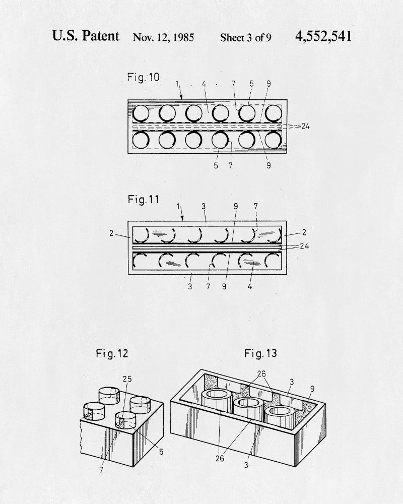 Lego Blueprint Toy Room Poster Building Bricks Patent Print - OnTrendAndFab
