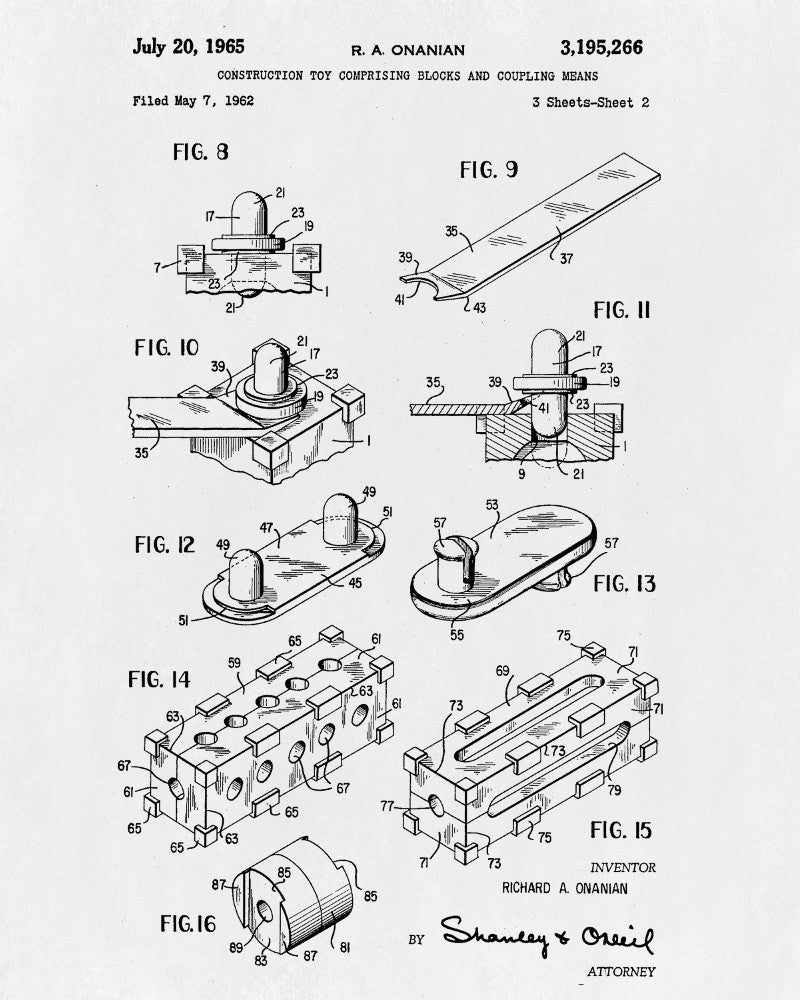 Lego Blueprint Toy Room Poster Building Brick Patent Print - OnTrendAndFab