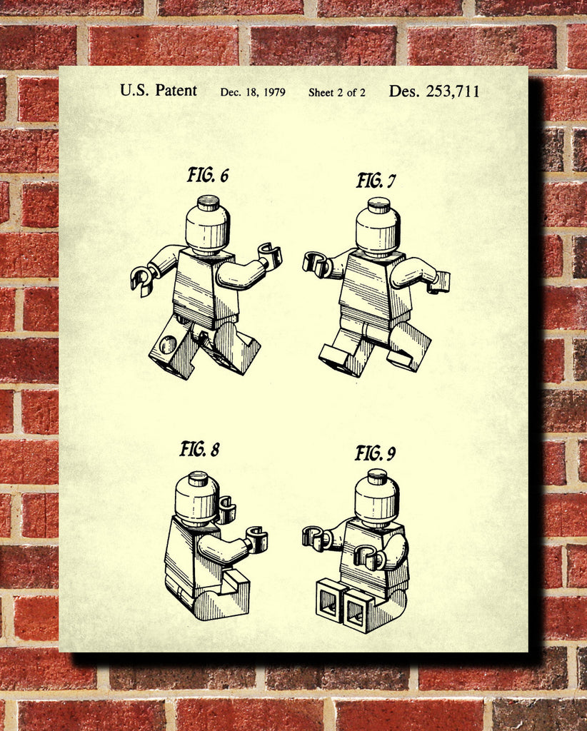 Lego Blueprint Play Room Poster Building Brick Patent Print - OnTrendAndFab