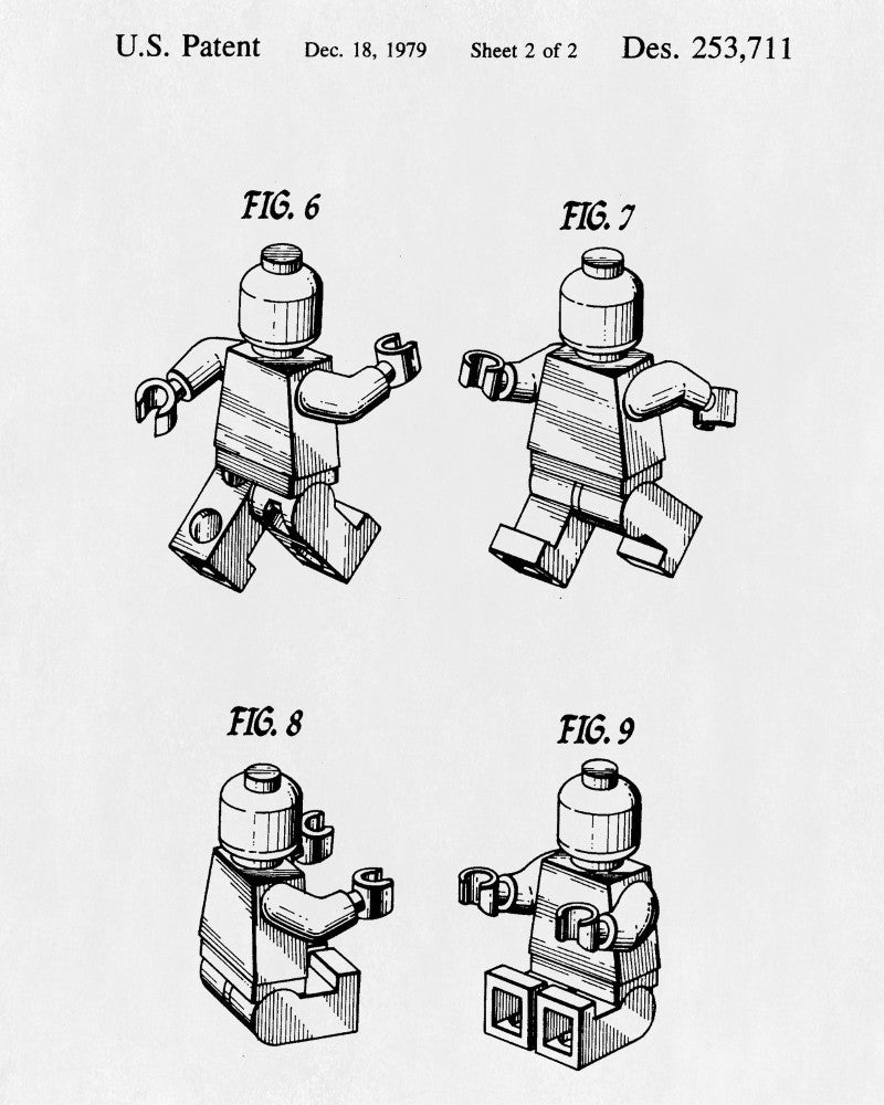 Lego Blueprint Play Room Poster Building Brick Patent Print - OnTrendAndFab