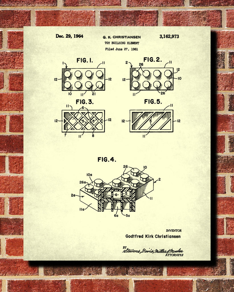 Lego Blueprint Play Room Poster Building Bricks Patent Print - OnTrendAndFab