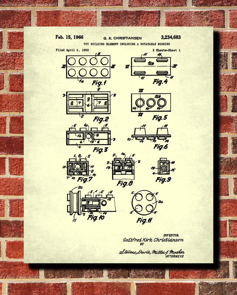 Lego Blueprint Play Room Poster Building Bricks Patent Prints - OnTrendAndFab