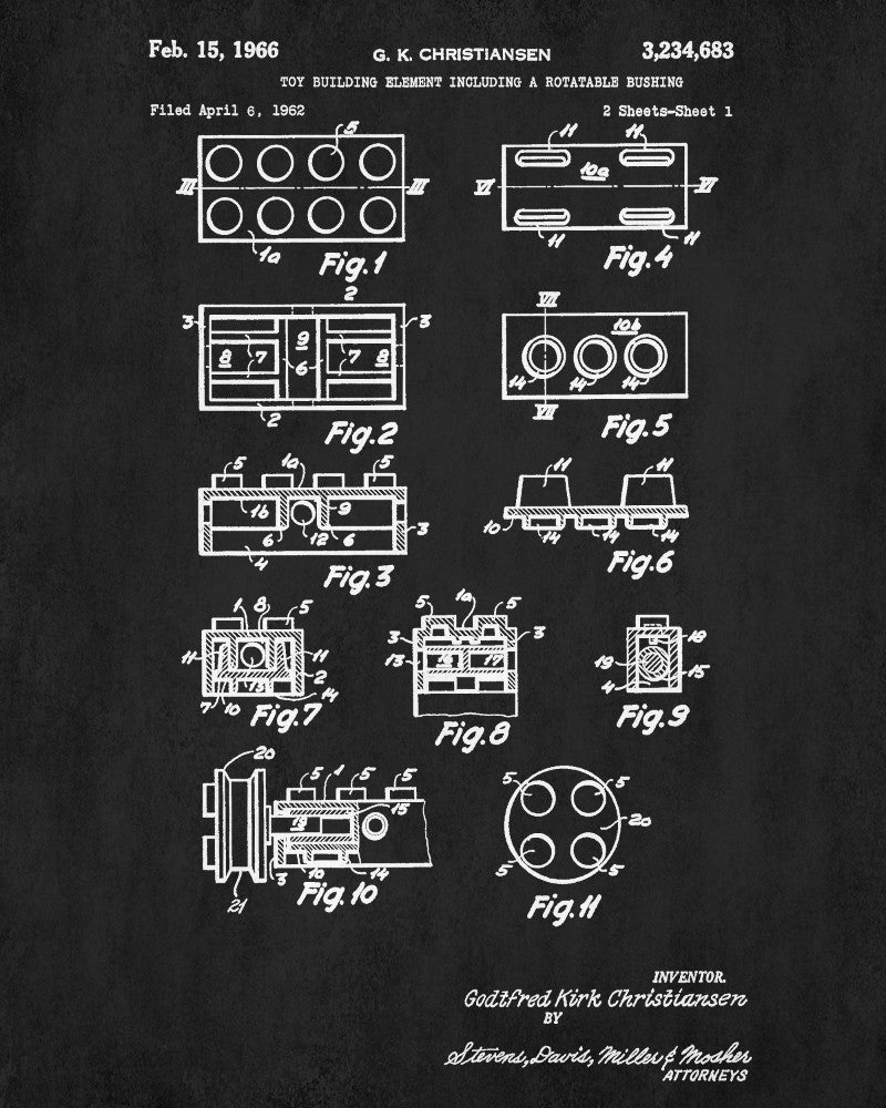 Lego Blueprint Play Room Poster Building Bricks Patent Prints - OnTrendAndFab