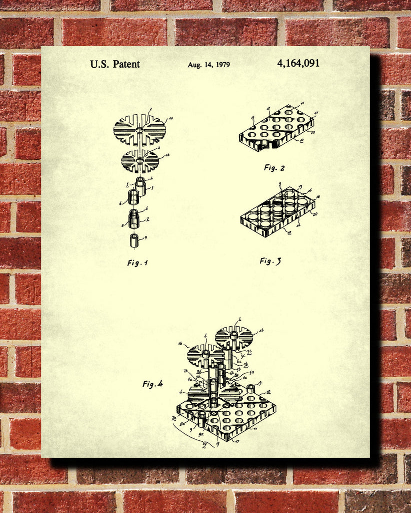 Lego Patent Print Building Blocks Blueprint Toy Room Poster - OnTrendAndFab