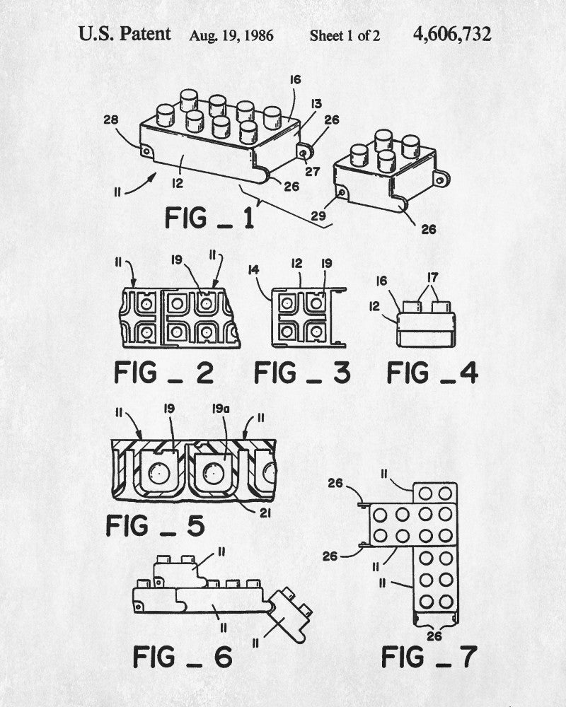 Lego Patent Print  Toy Room Poster Building Blocks Blueprint - OnTrendAndFab