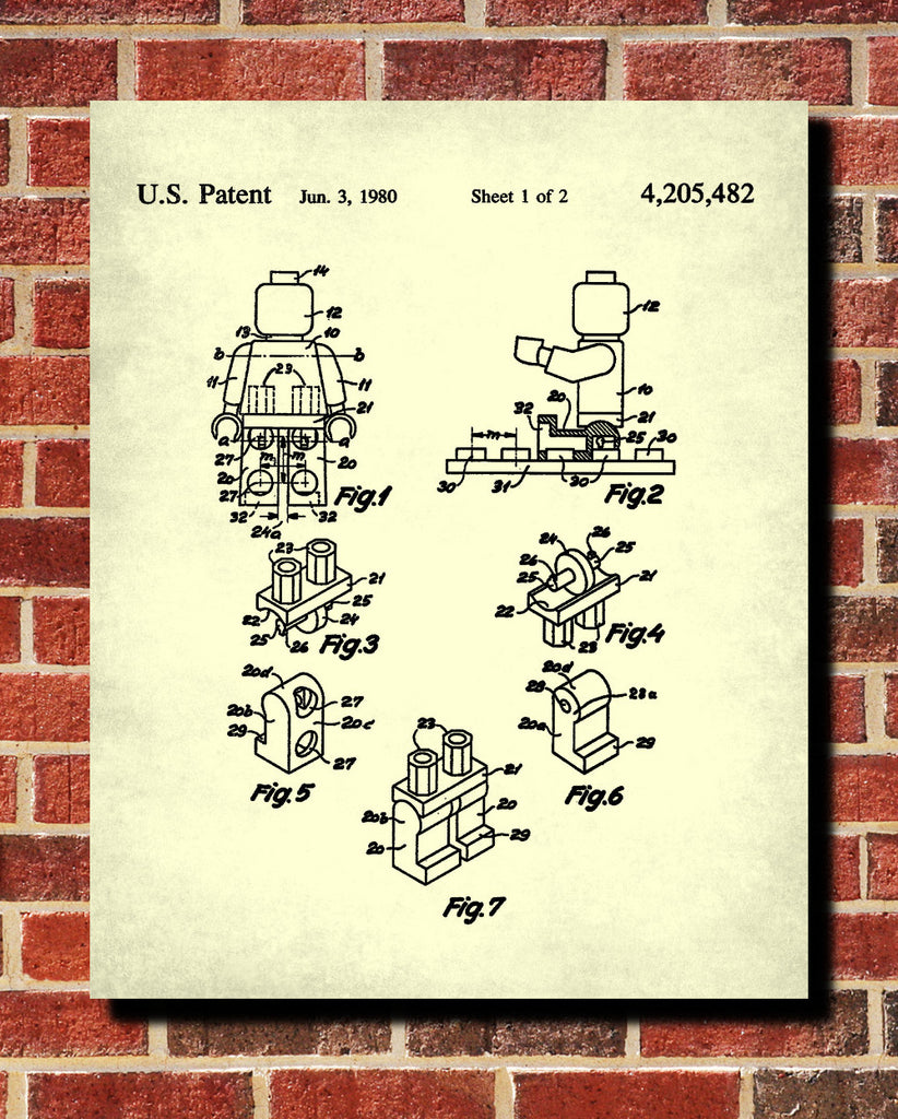 Lego Patent Print Building Bricks Blueprint Toy Room Poster - OnTrendAndFab