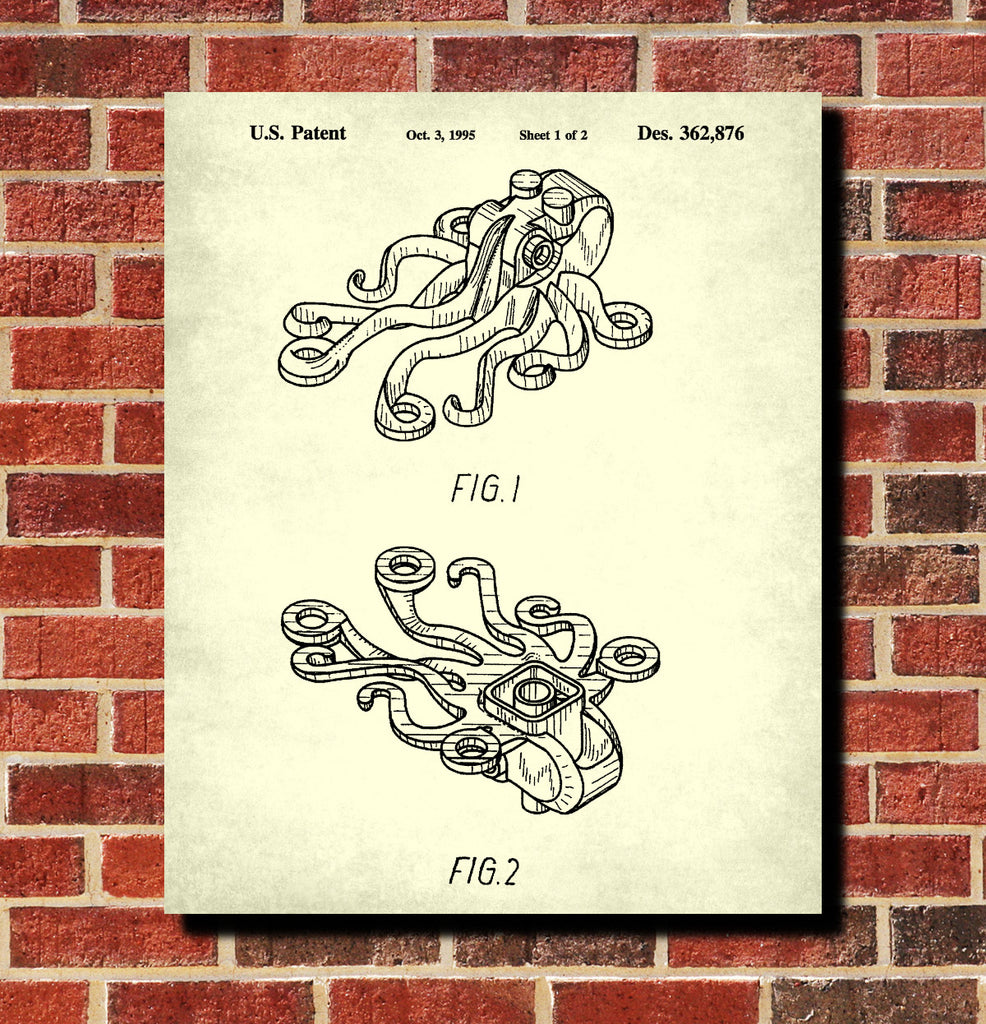 Lego Octopus Patent Print Animal Building Blocks Poster
